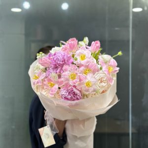 Hoa Bó Tulip Hồng và Mẫu Đơn B82