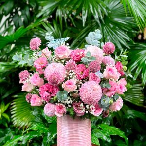 Lẵng Hoa Cúc Mẫu Đơn và Hoa Hồng W069