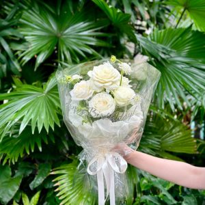 Hoa Bó Hoa Hồng Trắng W064