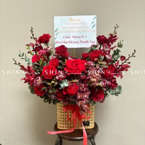 Lẵng Hoa Cúc Mẫu Đơn Thiết Kế Chúc Mừng H034