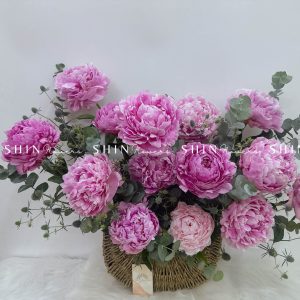 Giỏ Hoa Mẫu Đơn Hồng Chúc Mừng H030