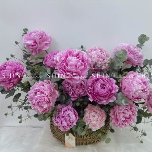 Giỏ Hoa Mẫu Đơn Hồng Chúc Mừng H030
