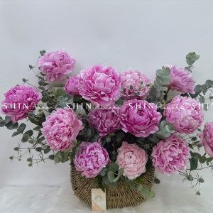 Giỏ Hoa Mẫu Đơn Hồng Chúc Mừng H030