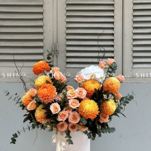 Lẵng Hoa Cúc Mẫu Đơn Cam Chúc Mừng H028