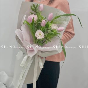 Hoa Bó 5 Tulip Hồng S049