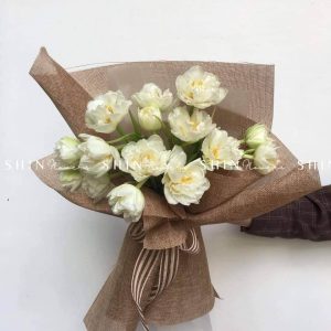 Hoa bó 15 Tulip Trắng Kép S045