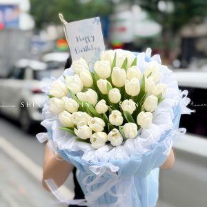 Hoa Bó 30 Tulip Trắng S013