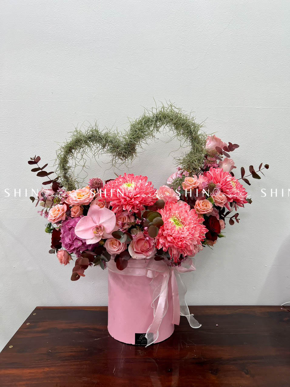 Giỏ Hoa Trái Tim tone Hồng H049