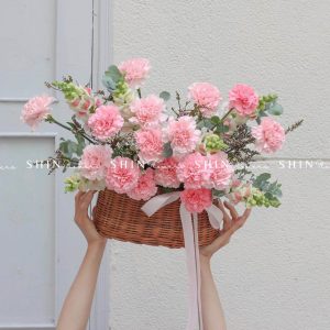 Giỏ Hoa Cẩm Chướng Hồng Chúc Mừng H042