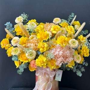 Lẵng Hoa Hồng Vàng Chúc Mừng H040