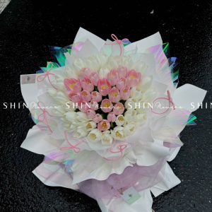 Bó Hoa 52 Tulip Hồng mix Tulip Trắng S069