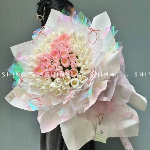 Bó Hoa 52 Tulip Hồng mix Tulip Trắng S069