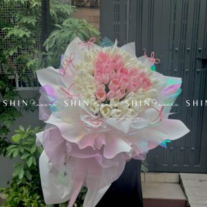 Bó Hoa 52 Tulip Hồng mix Tulip Trắng S069
