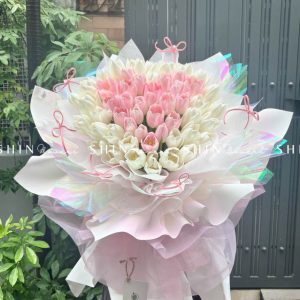 Bó Hoa 52 Tulip Hồng mix Tulip Trắng S069