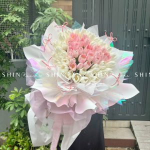 Bó Hoa 52 Tulip Hồng mix Tulip Trắng S069
