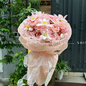 Bó Hoa 8 Tulip Hồng mix hồng Juliet S075