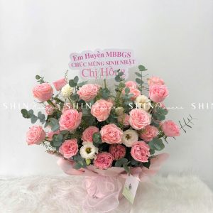 Lẵng Hoa Hồng Pink Monster H056