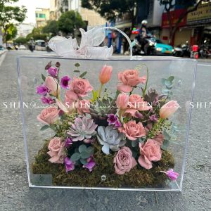 Vali Mica Hoa Tulip Hồng - Blooming Box B005
