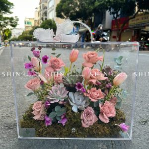 Vali Mica Hoa Tulip Hồng - Blooming Box B005