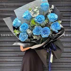 Bó Hoa 10 hoa Hồng Xanh Dương Celeste nhập Ecuador S128