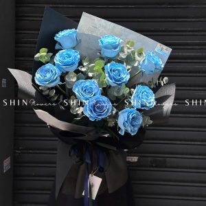 Bó Hoa 10 hoa Hồng Xanh Dương Celeste nhập Ecuador S128