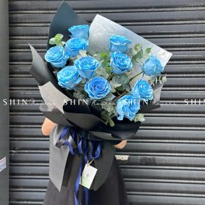 Bó Hoa 10 hoa Hồng Xanh Dương Celeste nhập Ecuador S128