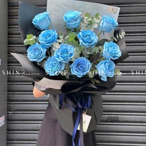 Bó Hoa 10 hoa Hồng Xanh Dương Celeste nhập Ecuador S128