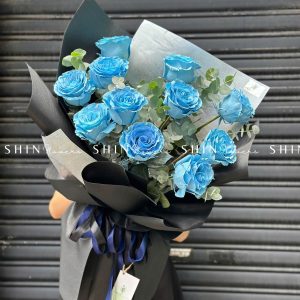 Bó Hoa 10 hoa Hồng Xanh Dương Celeste nhập Ecuador S128