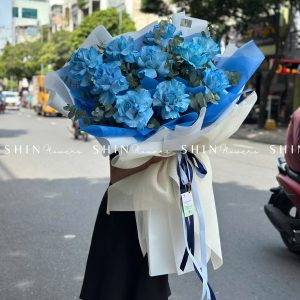 Bó Hoa 10 hoa Hồng Xanh Dương Celeste nhập Ecuador S127