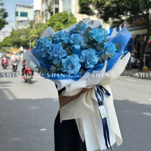 Bó Hoa 10 hoa Hồng Xanh Dương Celeste nhập Ecuador S127