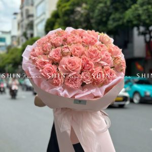 Bó 50 Hoa Hồng Pink Monster S109