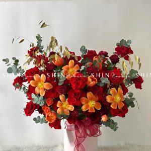 Hộp Hoa Tulip Cam mix hoa Hồng Đỏ Chúc Mừng H057