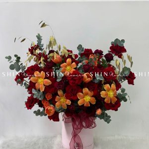 Hộp Hoa Tulip Cam mix hoa Hồng Đỏ Chúc Mừng H057