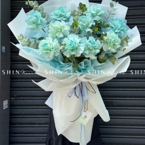 Bó 10 Hoa Hồng Xanh Nhập Ecuador Blue Sky