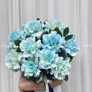 Lẵng 15 Bông Hoa Hồng Xanh Nhập Ecuador Blue Sky H71