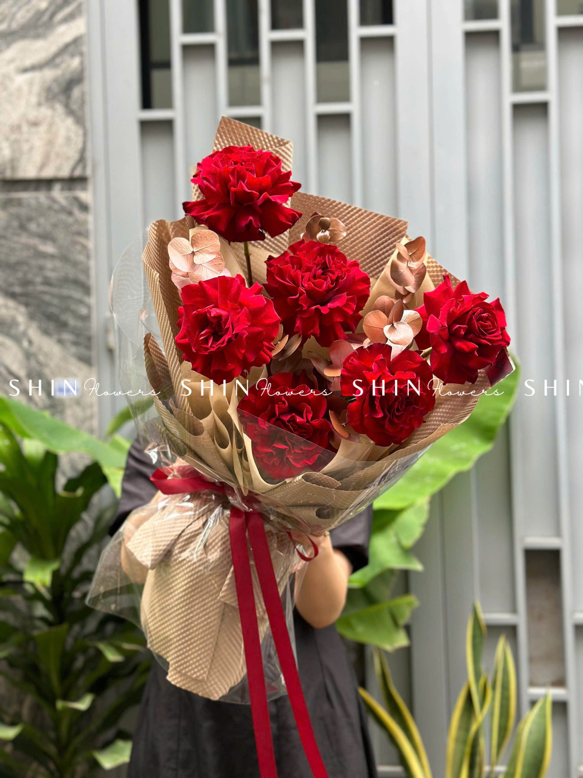 Bó hoa 5 Hoa Hồng Đỏ Nhập Ecuador Hearts S192