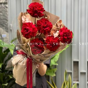Bó hoa 5 Hoa Hồng Đỏ Nhập Ecuador Hearts S192
