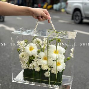 Vali Mica Hoa Tulip trắng và Dạ Lan Hương- Blooming Box B016