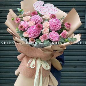 Hoa Bó 5 Mẫu Đơn Hồng S204