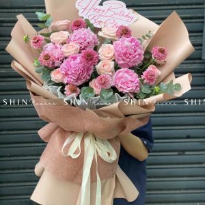 Hoa Bó 5 Mẫu Đơn Hồng S204