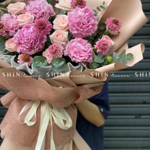 Hoa Bó 5 Mẫu Đơn Hồng S204