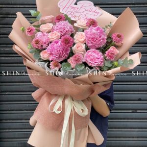 Hoa Bó 5 Mẫu Đơn Hồng S204