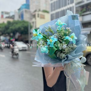 Hoa Bó 5 Tulip Nhuộm Xanh Blue S230