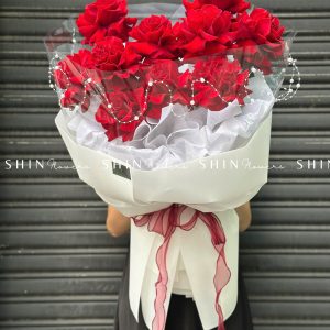 Bó hoa 10 Hoa Hồng Đỏ Nhập Ecuador Hearts S333