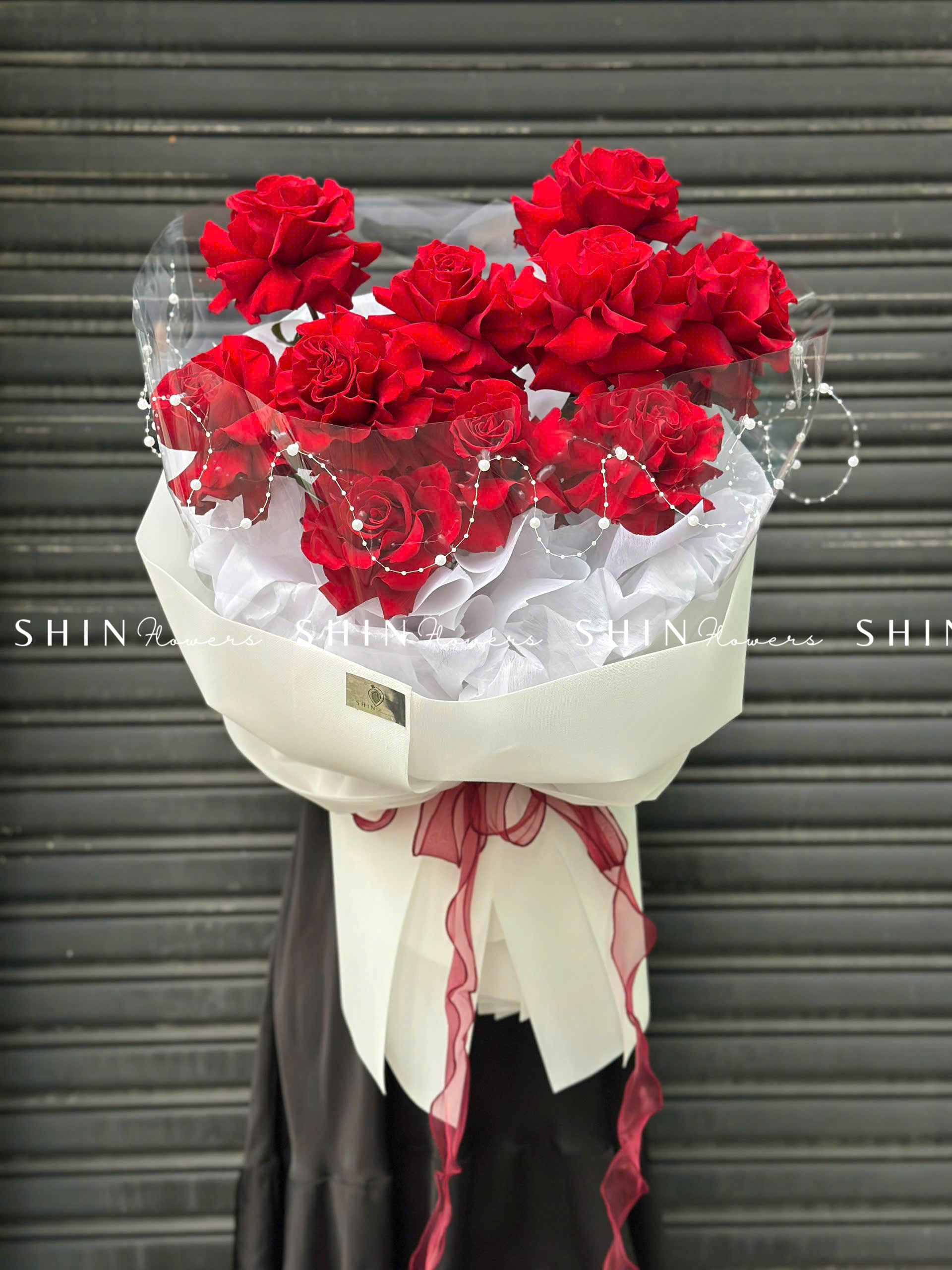 Bó hoa 10 Hoa Hồng Đỏ Nhập Ecuador Hearts S333