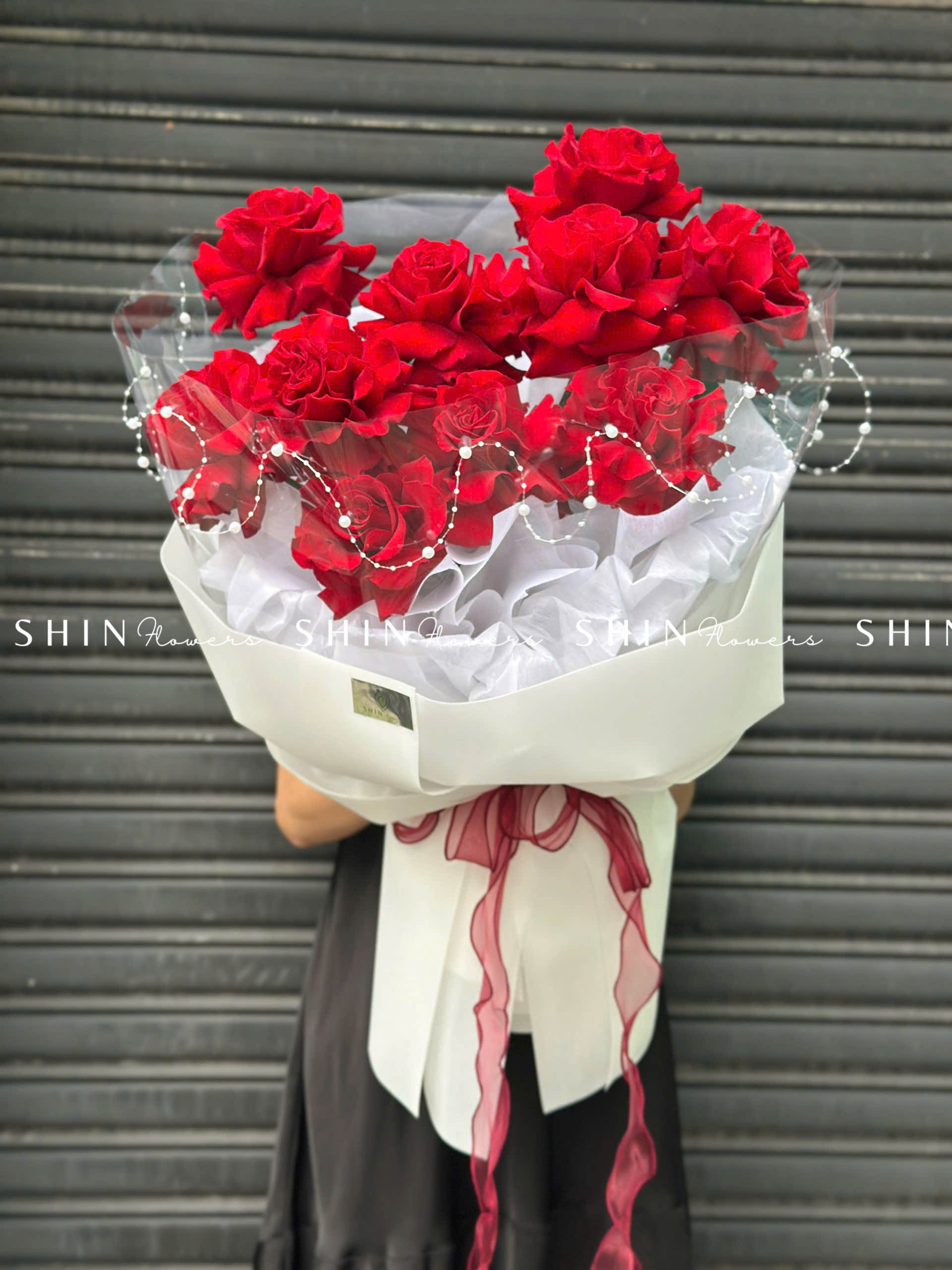 Bó hoa 10 Hoa Hồng Đỏ Nhập Ecuador Hearts S333