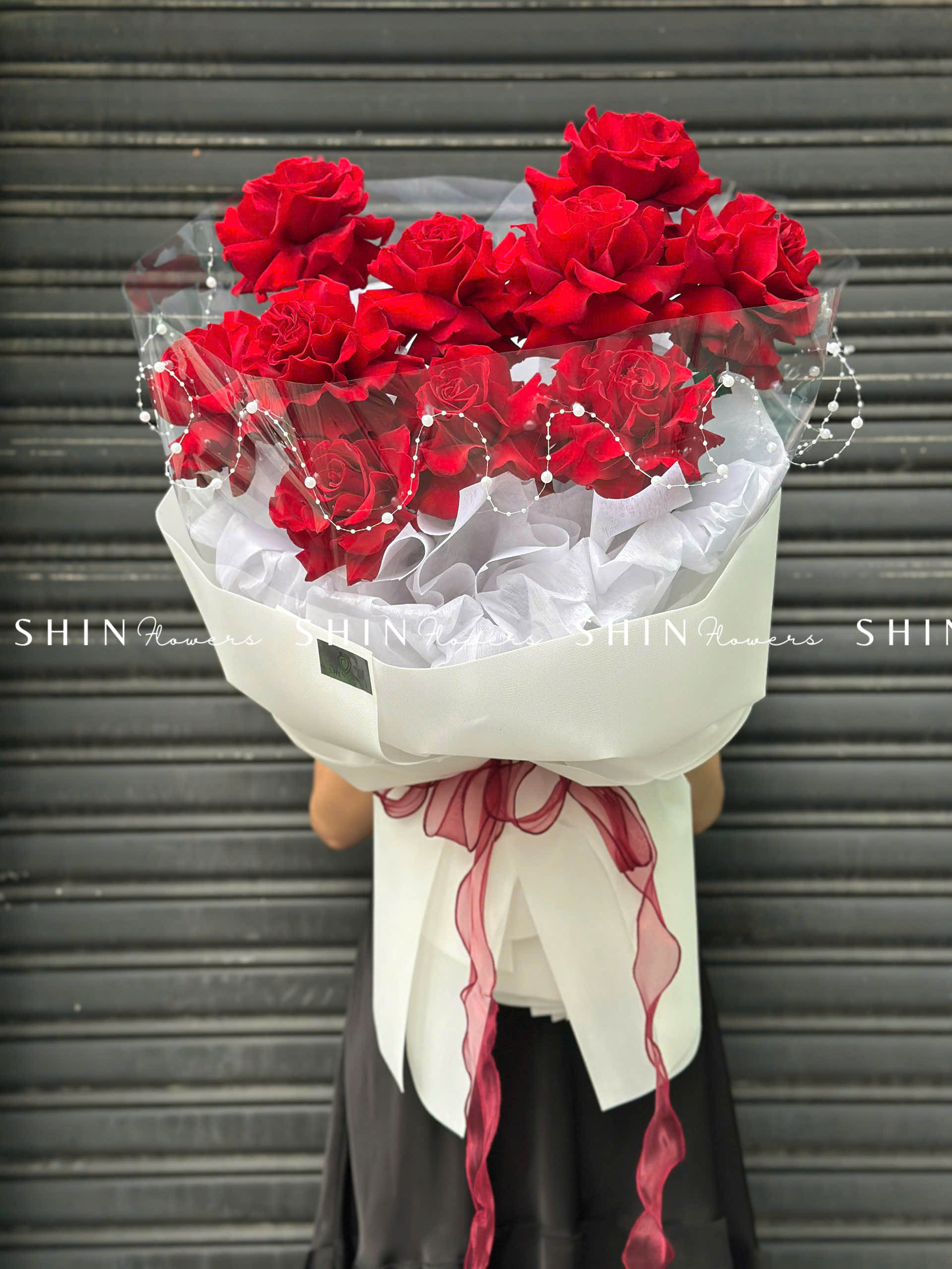 Bó hoa 10 Hoa Hồng Đỏ Nhập Ecuador Hearts S333