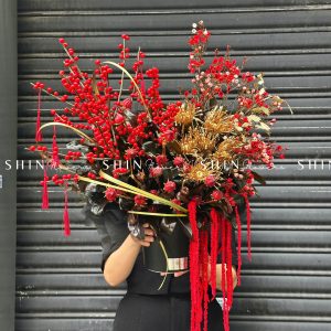 Lẵng hoa đào đông đỏ tết - Tet02