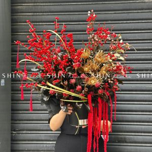 Lẵng hoa đào đông đỏ tết - Tet02