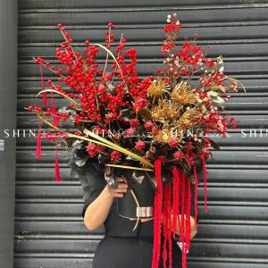 Lẵng hoa đào đông đỏ tết - Tet02